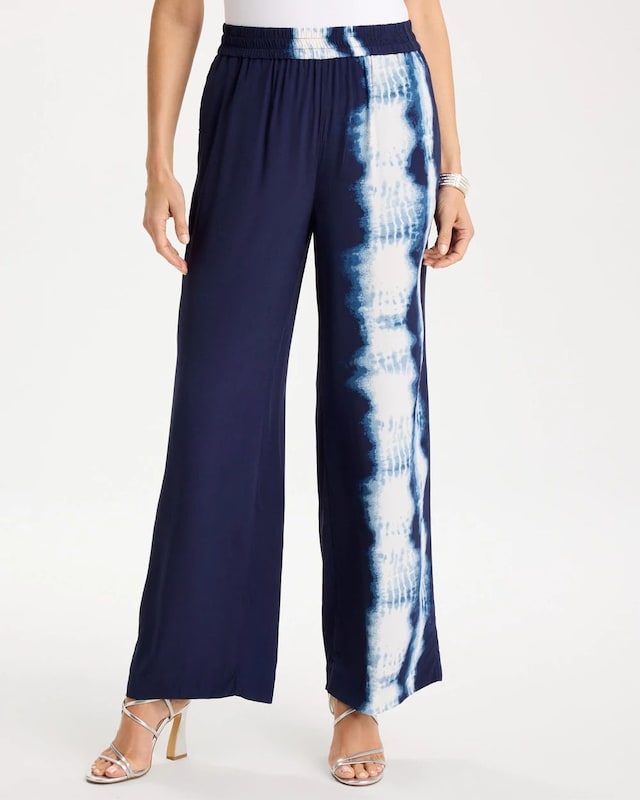 Faux Silk Tie-Dye Palazzo Pants - image 1